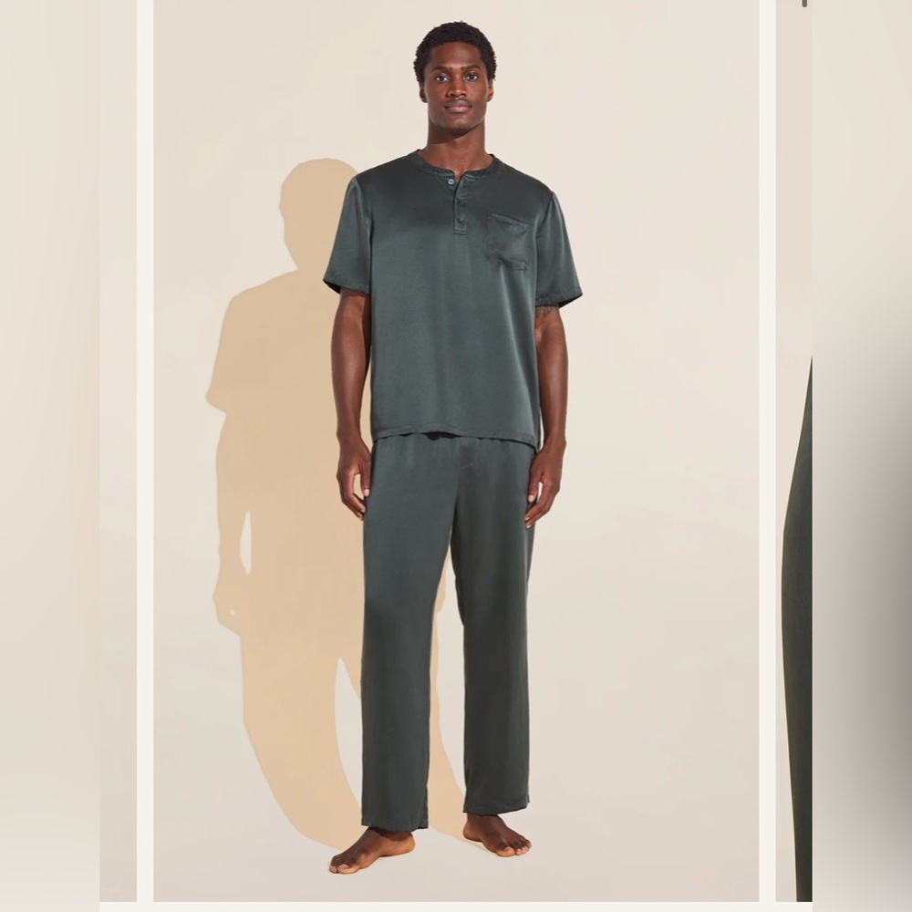 Charles Washable Silk Short Sleeve & Pant PJ Set